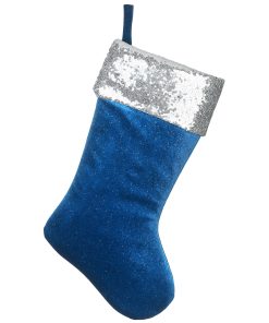 19 in. Arctic Lights Collection Blue Velvet Stocking