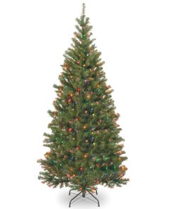 7 ft. Pre-Lit Aspen Spruce Slim Tree with Multicolor Lights