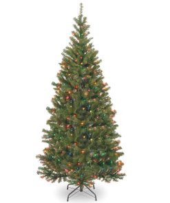 7.5 ft. Pre-Lit Aspen Spruce Slim Tree with Multicolor Lights