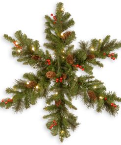 32 in. Pre-Lit Crestwood Spruce  Snowflake with Warm White LED Lights