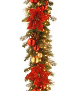 9 ft. Pre-Lit Decorative Collection Holiday Garland with Clear Lights