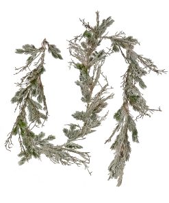9 ft. Pre-Lit  Snowy Twig Garland with Warm White LED Rice Lights