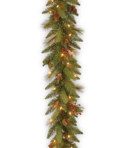 6 ft. Pre-Lit Long Needle Pine Cone Garland with Clear Lights