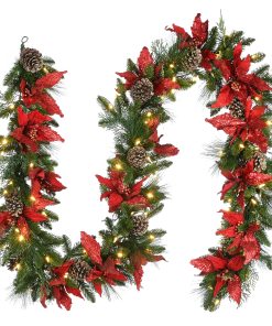 9 ft. Pre-Lit Decorative Collection Garland with Clear Lights