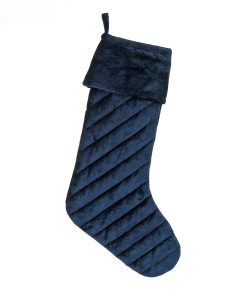 19 in. HGTV Home Collection Quilted Velvet Stocking. Blue