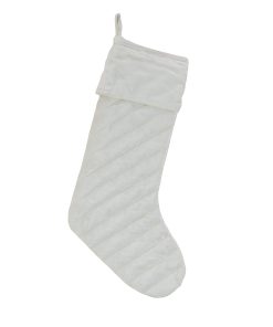19 in. HGTV Home Collection Quilted Velvet Stocking. Ivory
