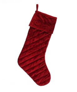 19 in. HGTV Home Collection Quilted Velvet Stocking. Red