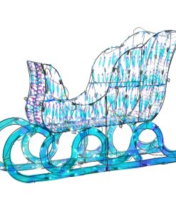 26 in. Pre Lit Iridescent Santa Sleigh Decoration. Strung with 105 Cool White LED Lights
