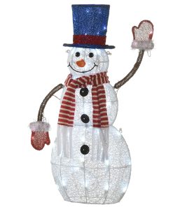 30 in. Pre-Lit Fabric Snowman