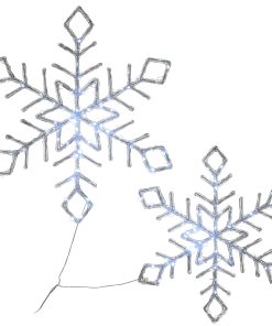 24 in. Pre Lit Diamond Tip Snowflake Decorationvwith Cool White LED Lights