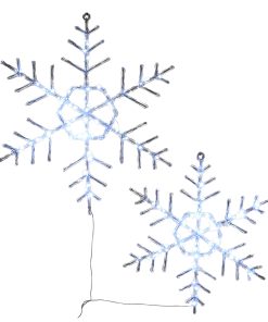 24 in. Pre Lit Hexagonal Snowflake Decoration. Cool White LED Lights