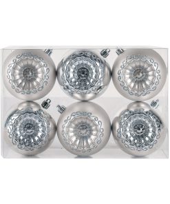 6-Piece Shatterproof Glittering Silver Ornaments