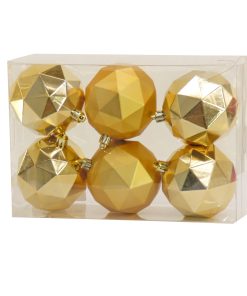 6-Piece Shatterproof Geometric Gold Ornaments