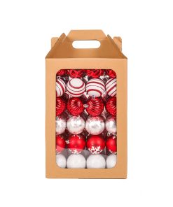19 in. Red Xmas Ball Decor Set
