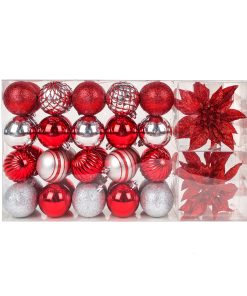 10 in. Red Xmas Ball Set. Shatterproof