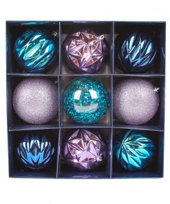 13 in. Purple Xmas Ball Decor Set