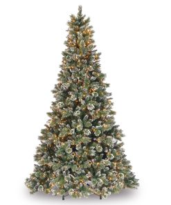 9 ft. Pre-Lit Glittery Bristle Pine Tree with Clear Lights