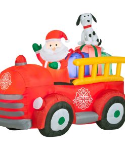6 ft. Inflatable Santa in Vintage Firetruck with LED Lights