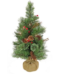 24 in. Pre-Lit Glistening Pine Tree with Warm White LED Lights