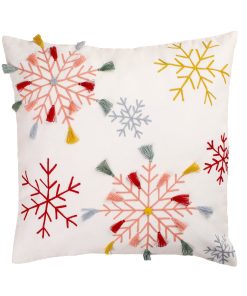 18 in. by 18 in.Velvet Snowflake Embroidery Pillow