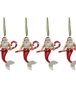4-Piece HGTV Home Collection Santa Merman Ornaments