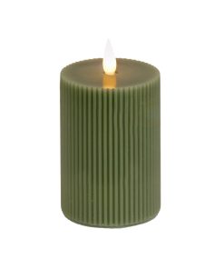 4 in. by 8 in. HGTV Home Collection Flameless Georgetown Pillar Candle. Dk Green