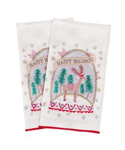 18 in. HGTV Home Collection Christmas Snow Globe Guest Towel Pair