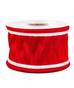 3 in. HGTV Home Collection Dupioni Double-Sided Ribbon. Red & White