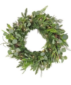 28 in. Pre-Lit HGTV Home Collection Frosted Wreath with LED Lights