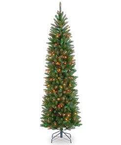 7.5 ft. Pre-Lit Kingswood Fir Pencil Tree with Multicolor Lights