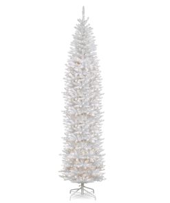 12 ft.Pre-Lit Kingswood Fir White Pencil Slim Tree with Clear Lights