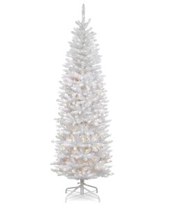 6.5 ft. Pre-Lit Kingswood Fir White Pencil Tree with Clear Lights
