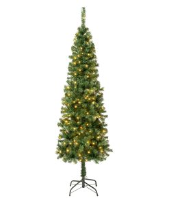6 ft. Pre-Lit Linden Spruce Slim Tree with Warm White LED Lights
