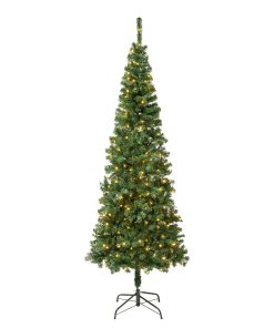 7.5 ft. Pre-Lit Linden Spruce Slim Tree with LED Lights