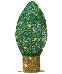 20 in. Pre-Lit Green Christmas Light Bulb Decoration