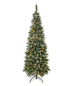 6 ft. Pre-Lit Oakley Hills Snow Slim Tree with LED Lights