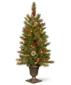 4 ft. Pre-Lit Bristle Berry Tree with Clear Lights
