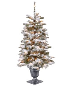 4 ft. Pre-Lit Snowy Camden Tree with Clear Lights