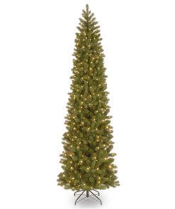 9 ft. Pre-Lit Downswept Douglas Fir Pencil Slim Tree with Clear Lights