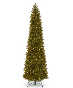 12 ft. Pre-Lit Downswept Douglas Fir Pencil Slim Tree with Dual Color LED Lights