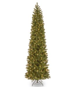9 ft. Pre-Lit Downswept Douglas Fir Pencil Slim Tree with Dual Color LED Lights