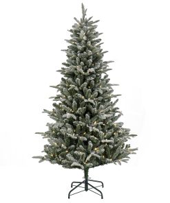 6 ft. Pre-Lit Snowy Libby Fir Tree with LED Lights