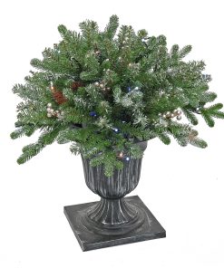 24 in. Pre-Lit Snowy Morgan Spruce Porch Bush with Twinkly LED Lights