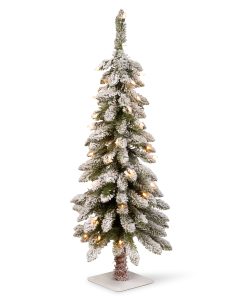 3 ft. Pre-Lit Snowy Downswept Forestree Tree with Clear Lights