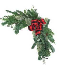 24 in. Mixed Pine and Bow Christmas Corner Swags