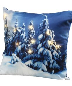 17 in. Winter Scene Pillow with LED Lights