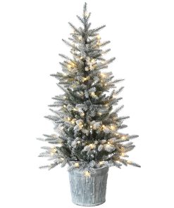 4.5 ft. Pre-Lit Snowy Alpine Fir Tree with LED Lights