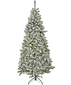 9 ft. Pre-Lit Snowy Chatham Slim Tree with PowerConnect Dual Colored LED Lights