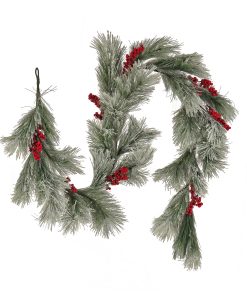 8 ft. Snowy Pine Berry Plastic Garland