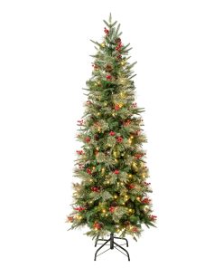 6 ft. Pre-Lit Virginia Pine Mixed Slim Tree with Warm White LED Lights